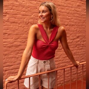 Easy Clothes Glittery Red Sekou Top